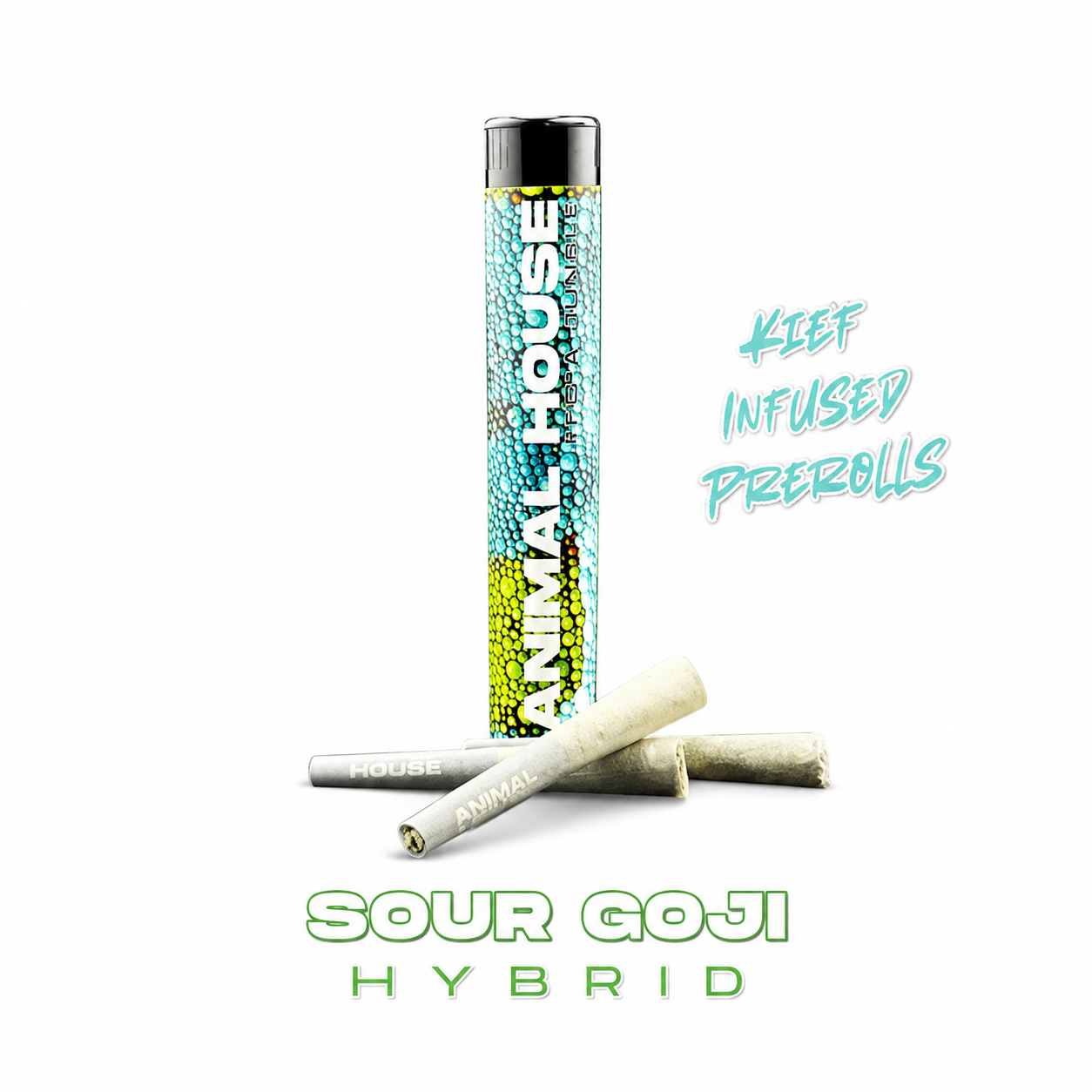 ANIMAL HOUSE - SOUR GOJI - .5X3PK - KIEF INFUSED PREROLLS - HYBRID