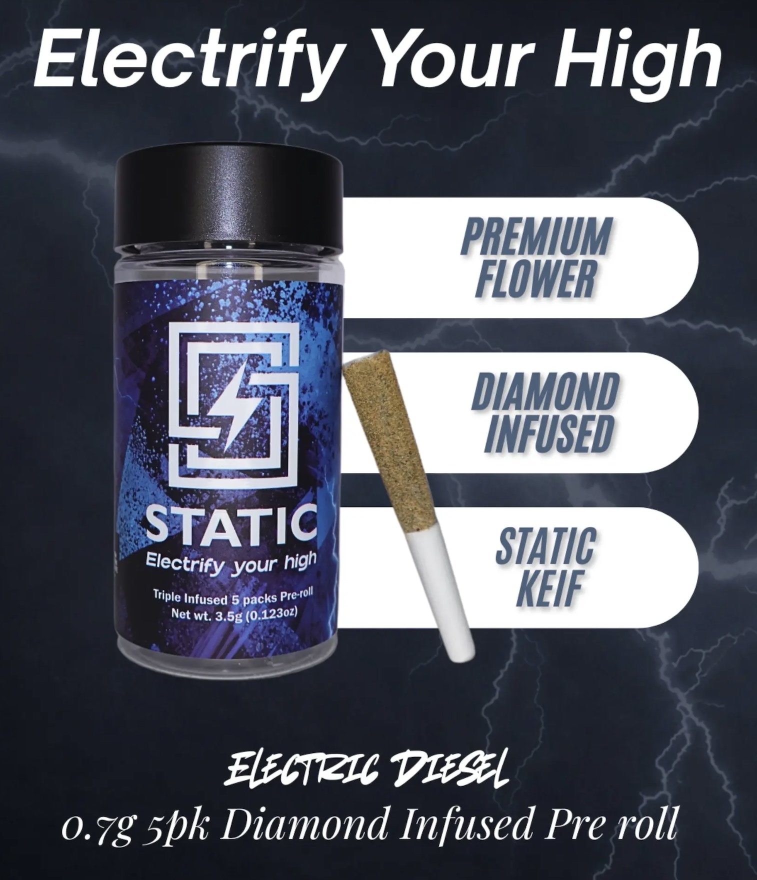 Electric Diesel | Tri-Infused Pre-Rolls | 5pk | 3.5g