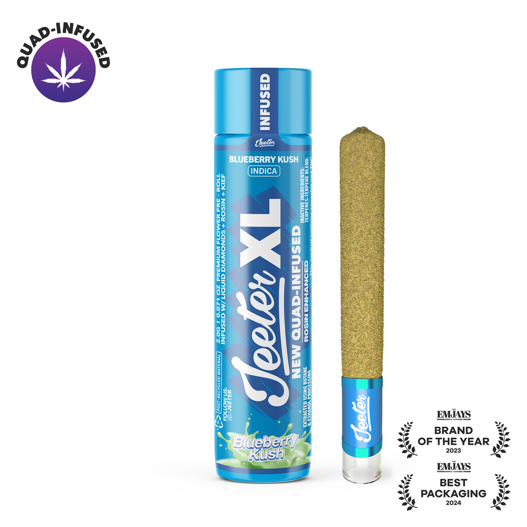 Blueberry Kush | Quad-Infused XL Pre-Roll | 2g