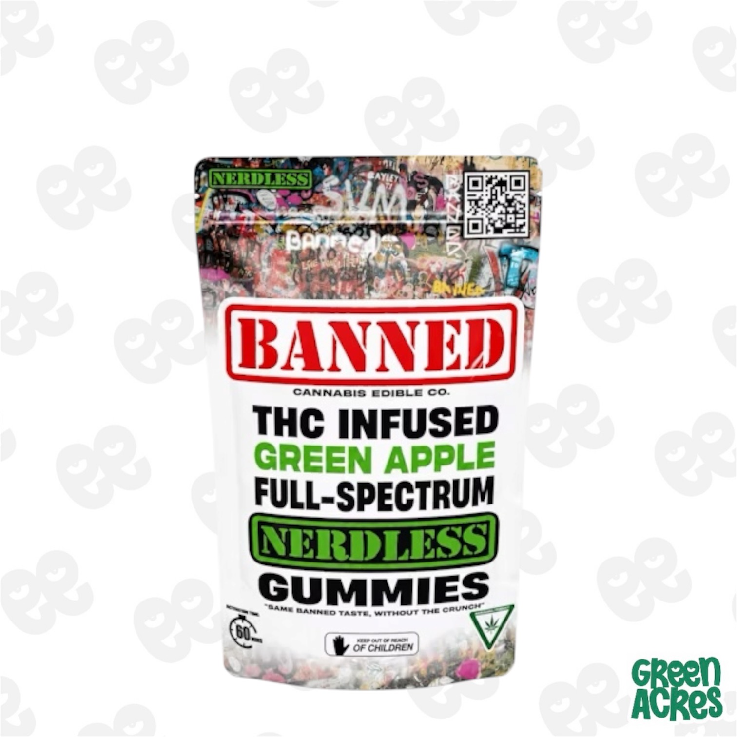 Banned: Green Apple 200MG Nerdless Gummies (4 x 50MG)