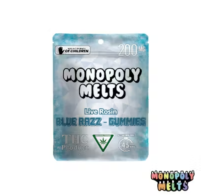 Monopoly Melts - Blue Razz - Live Rosin 200mg Gummies