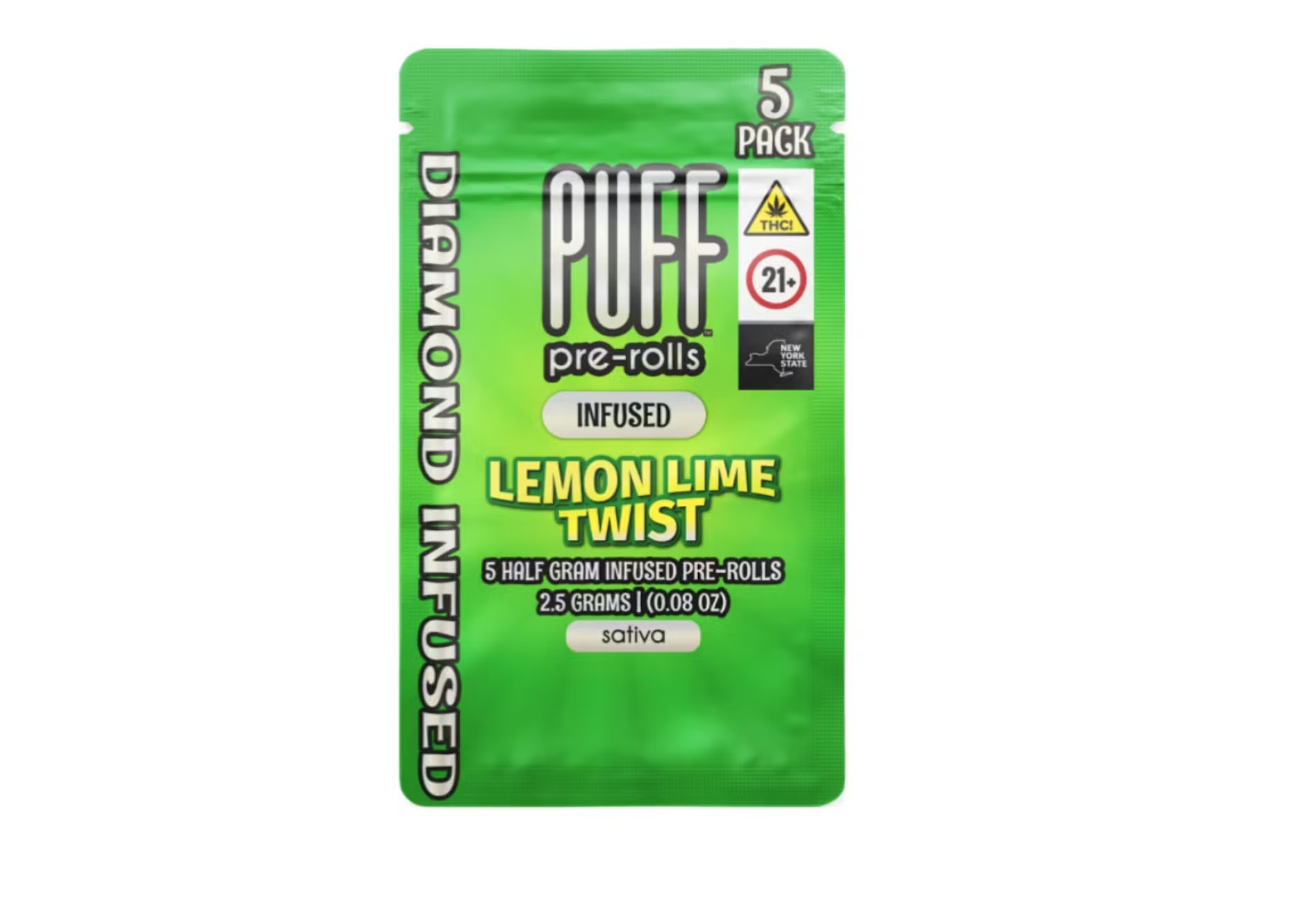 Lemon Lime Twist | Diamond Infused Pre-Rolls | 5pk | 2.5g