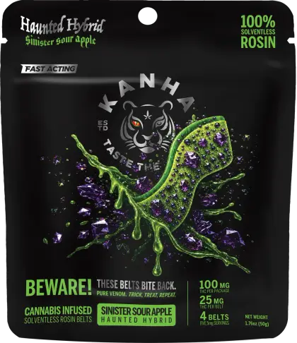 Haunted Sinister Sour Apple Crunch Solventless Belts 4 Pieces / 20 Servings