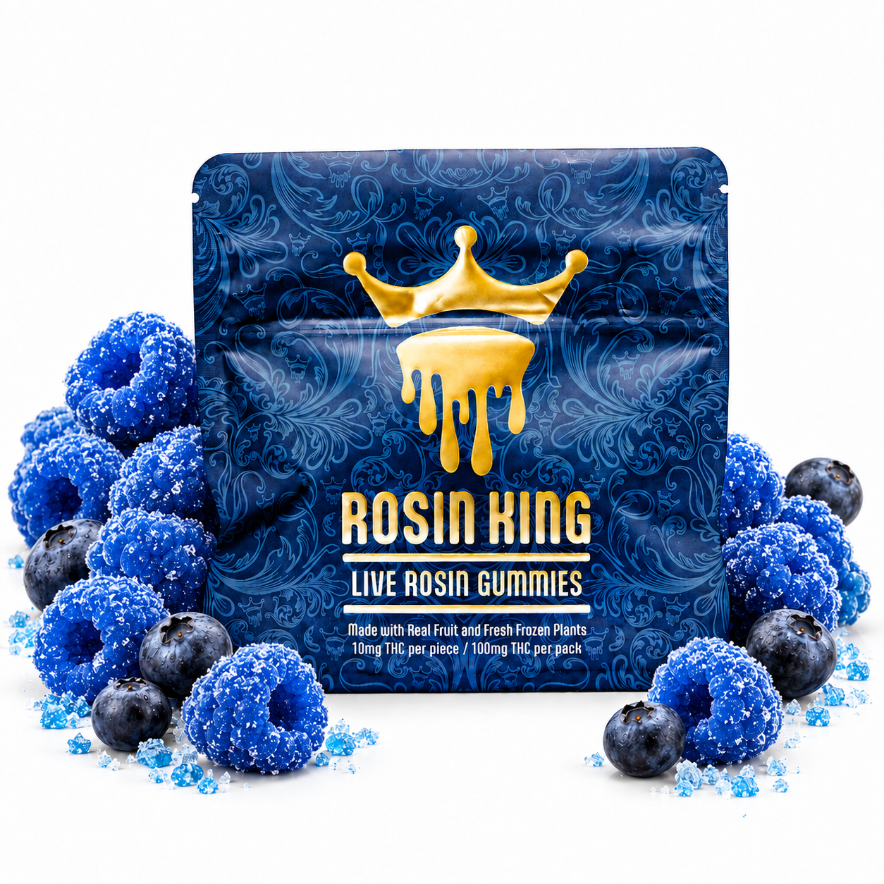 Sour Blue Razz Live Rosin Gummies (10 x 10mg) 100mg