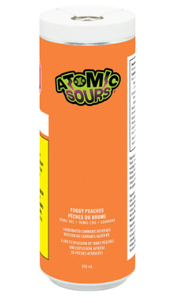 XMG Atomic Sours - 1:1 CBG:THC Foggy Peaches Guarana Beverage - Blend - 355ml