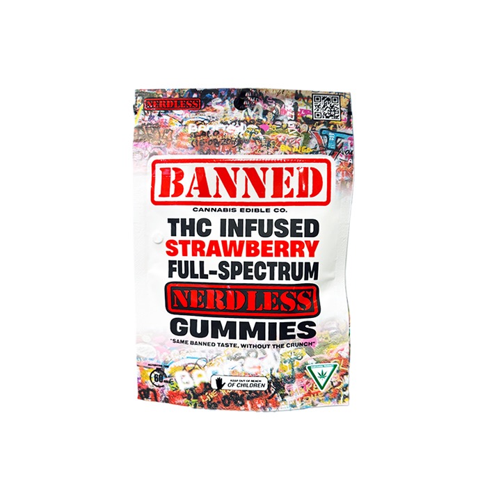 Banned | 200mg  Gummies | 4pk Nerdless | Strawberry
