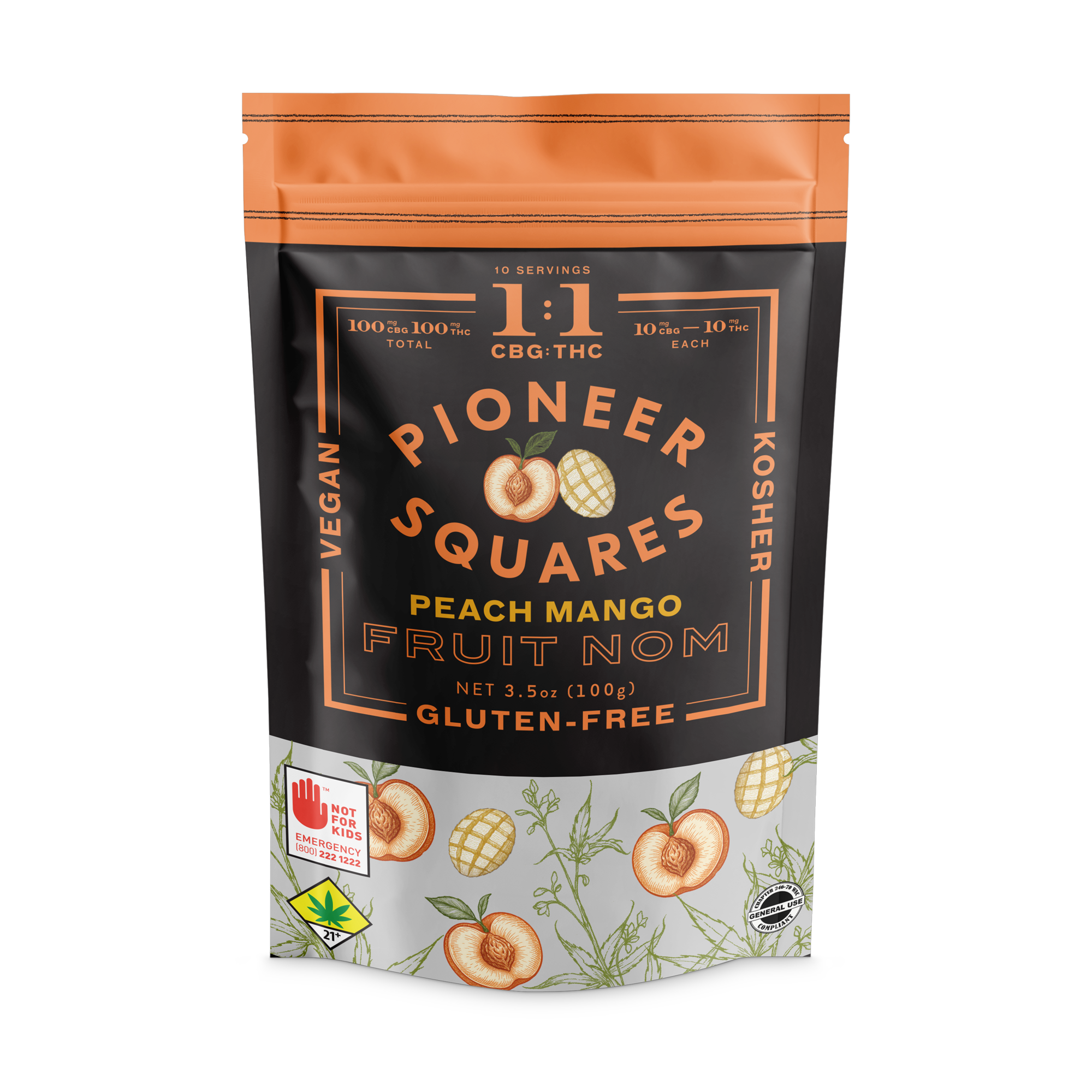 CBG Pioneer Squares- Peach Mango (Craft Elixirs) 100mg