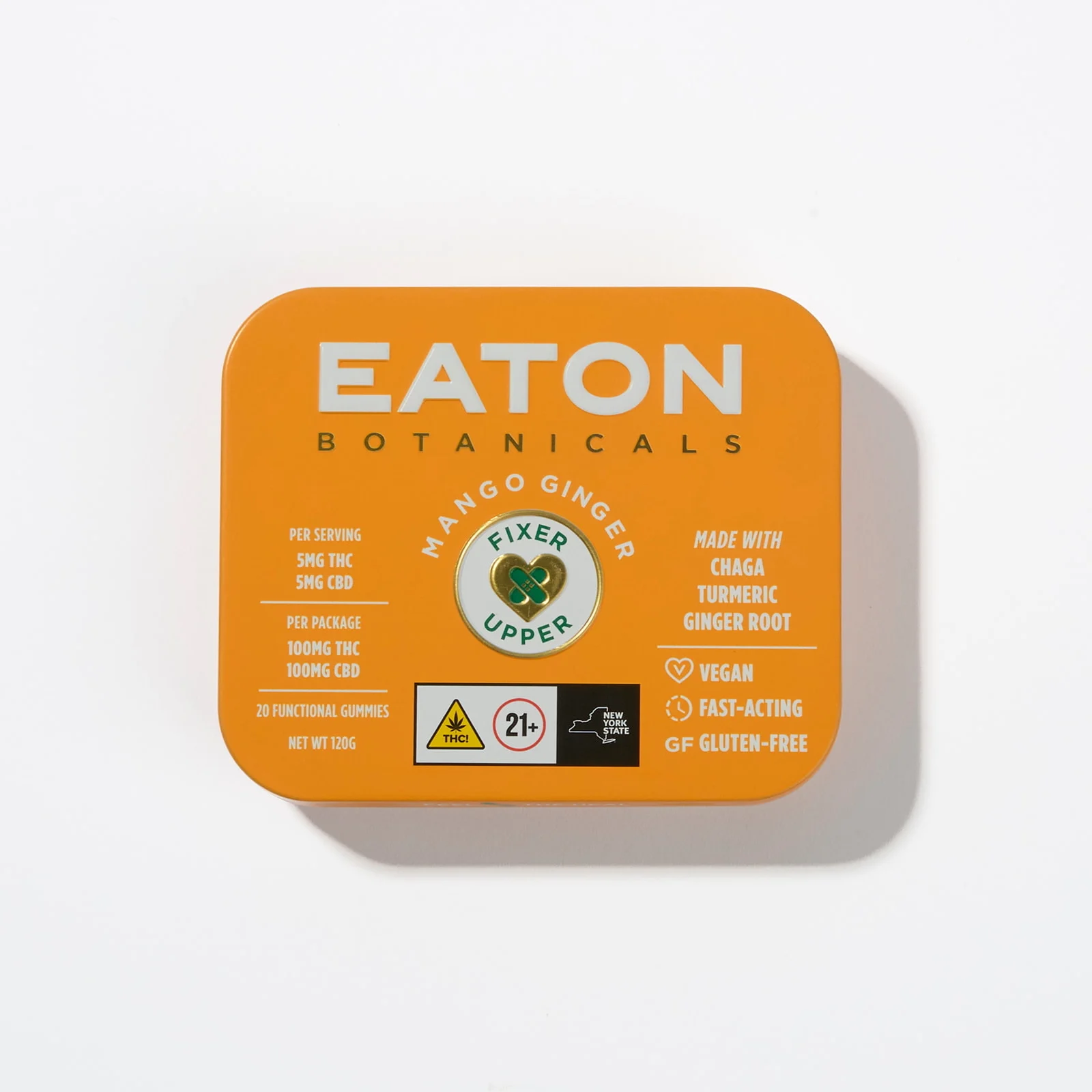 Eaton Botanicals Mango Ginger Fixer Upper Gummy | 20 x 5mg, Hybrid edible, 0.05g