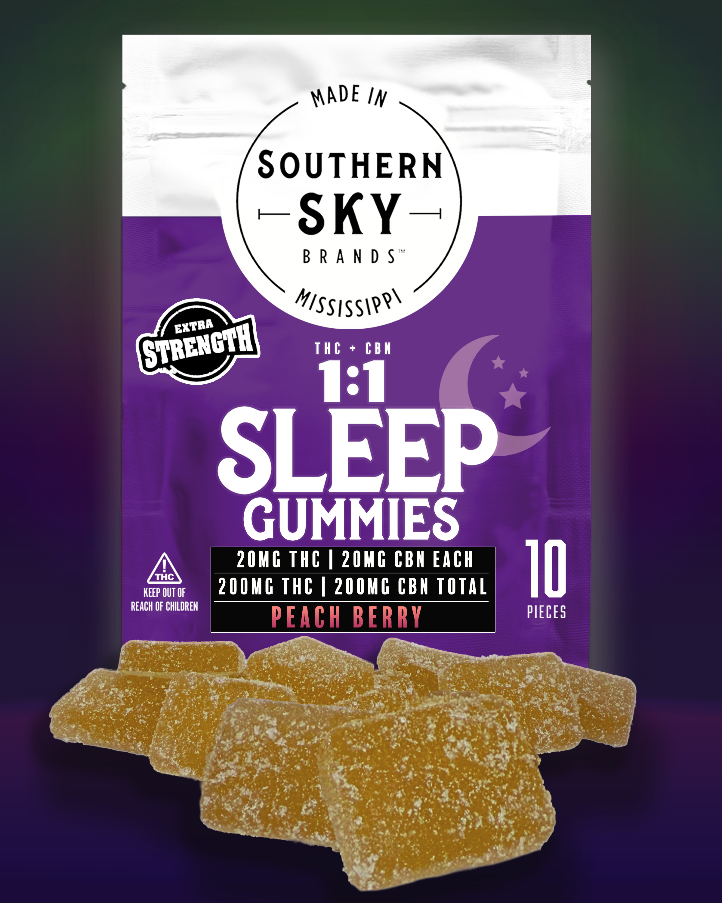 200mg 1:1 THC:CBN | Peach Berry Sleep