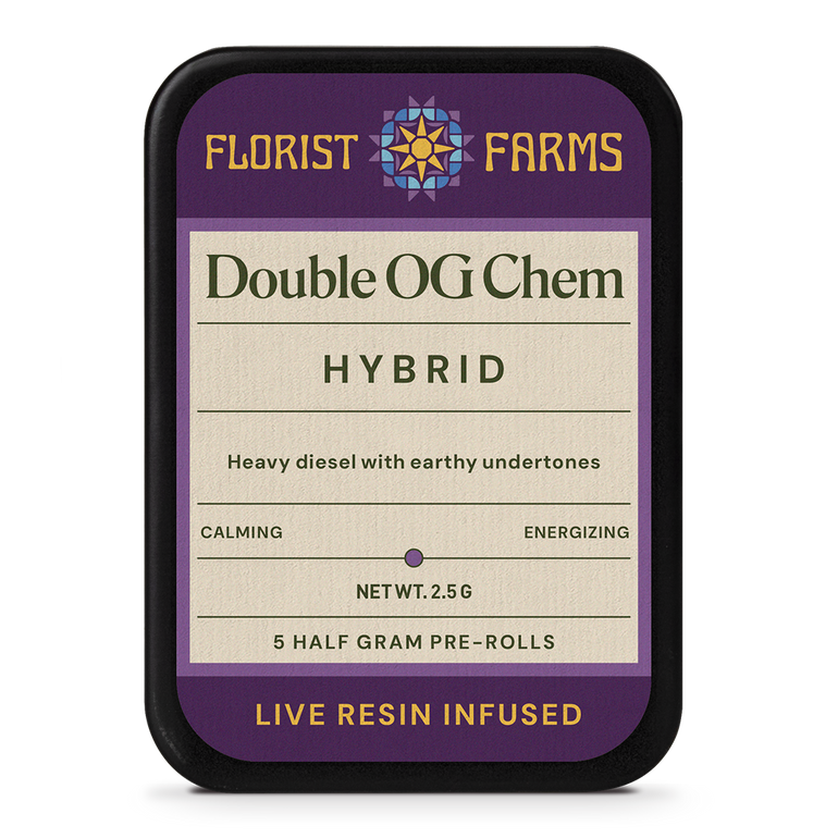 Live Resin Infused Preroll | Double OG Chem (H) | .5g Total) 5 pack | Florist Farms