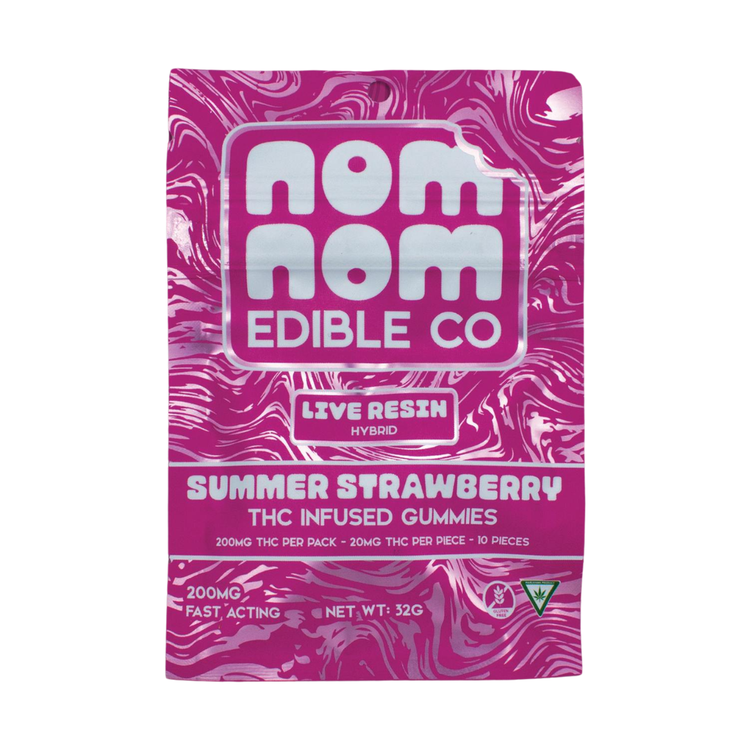 Nom Nom -  200mg Live Resin Gummies - Summer Strawberry