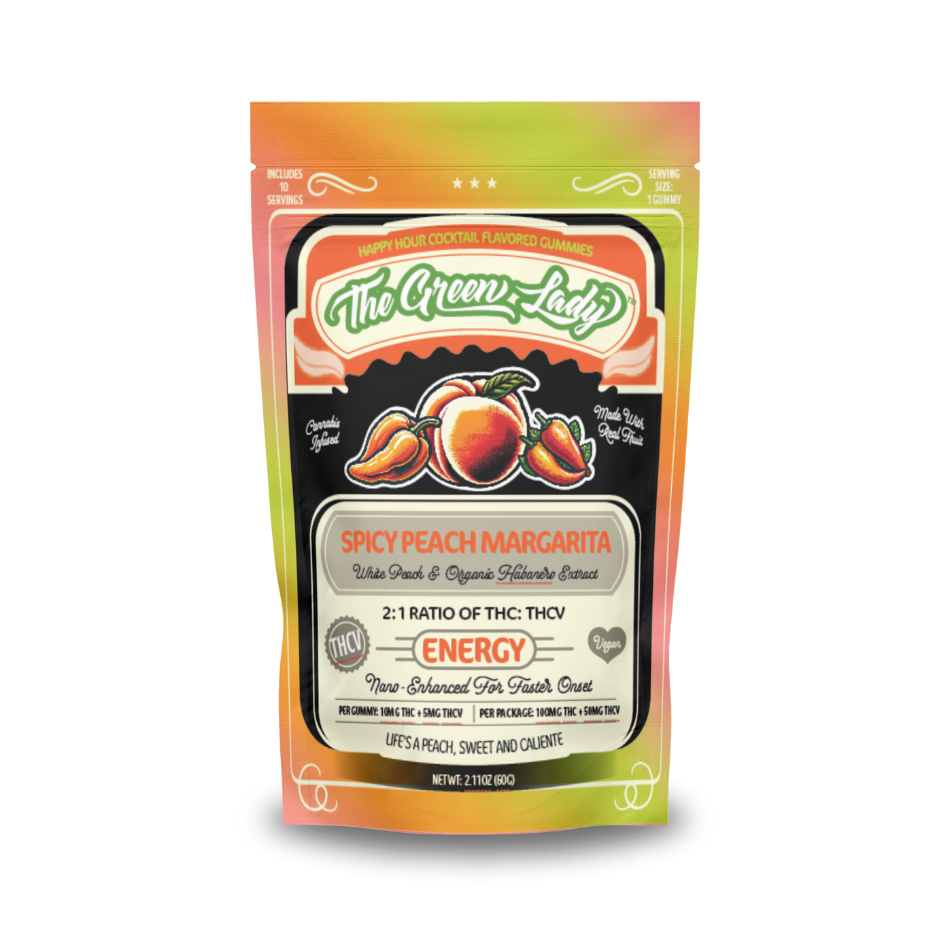 The Green Lady - 10mG Gummy Energy  Spicy Peach Margarita