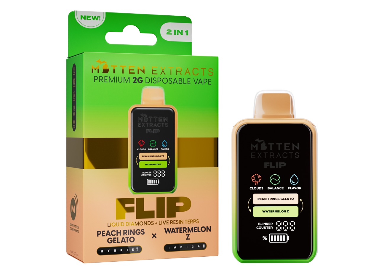 Mitten FLIP - Disposable 2g - Peach Rings Gelato x Watermelon Z
