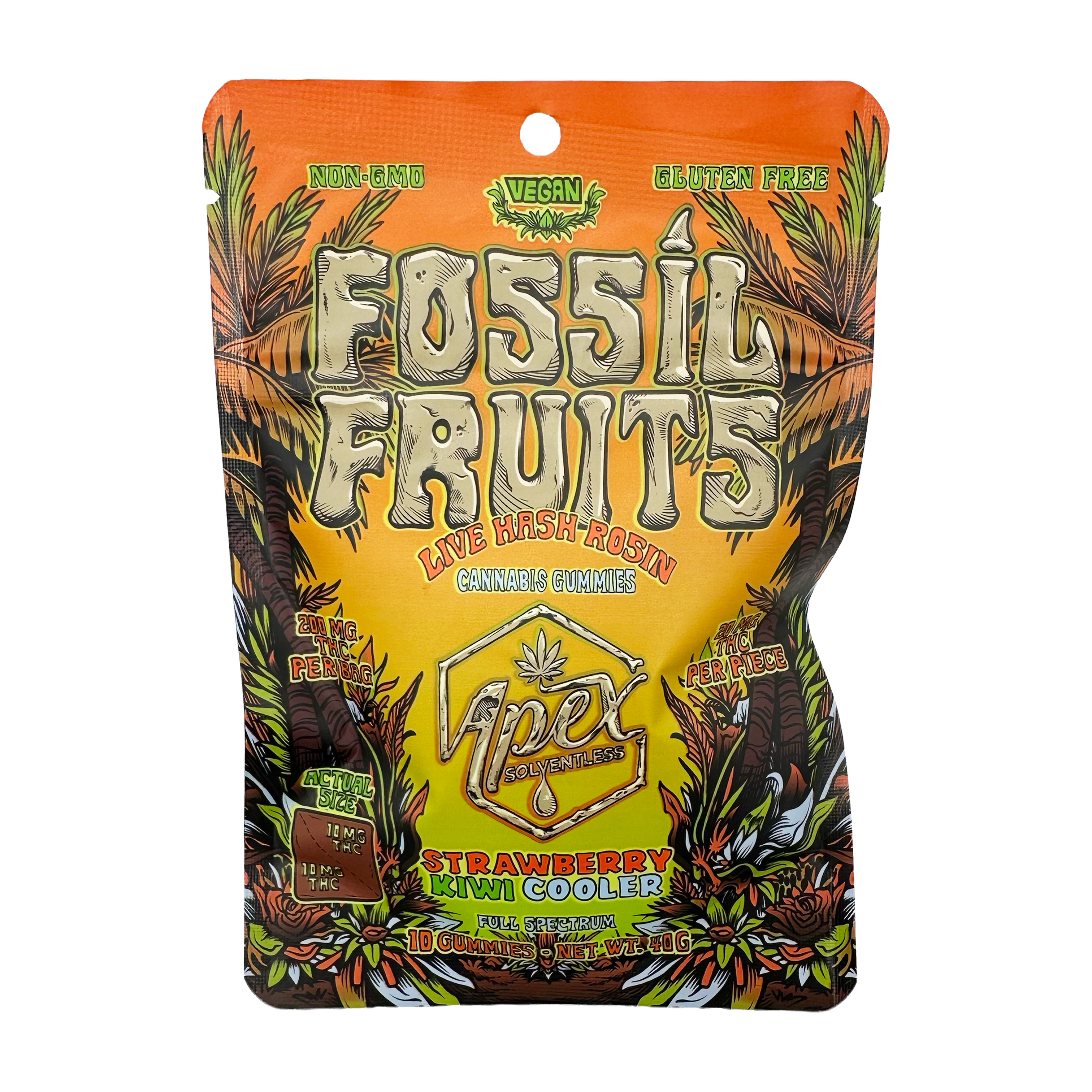 Apex Solventless | Fossil Fruits | 200mg Rosin Gummies | Strawberry Kiwi