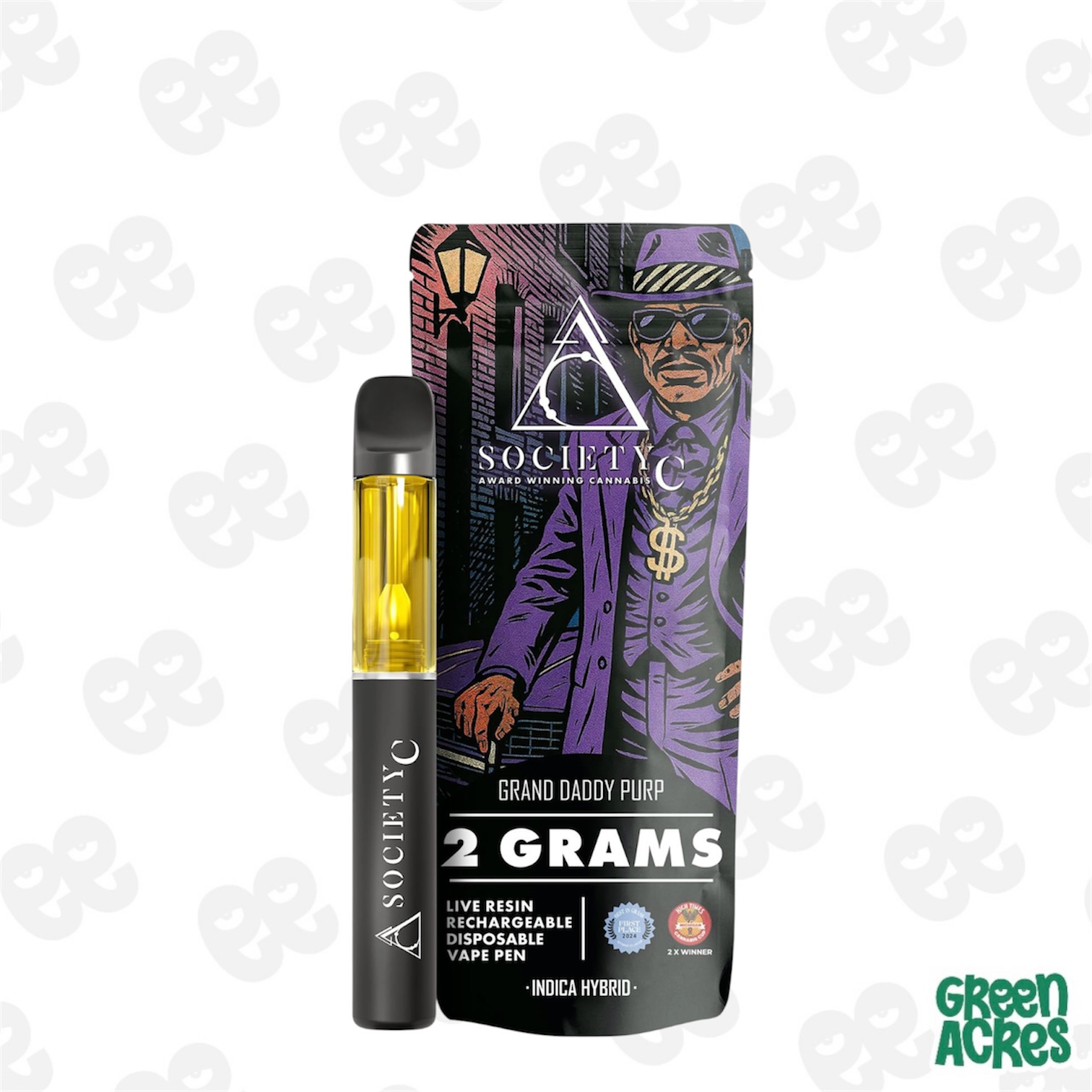 Society C: Grand Daddy Purp 2G Live Resin Vape Disposable
