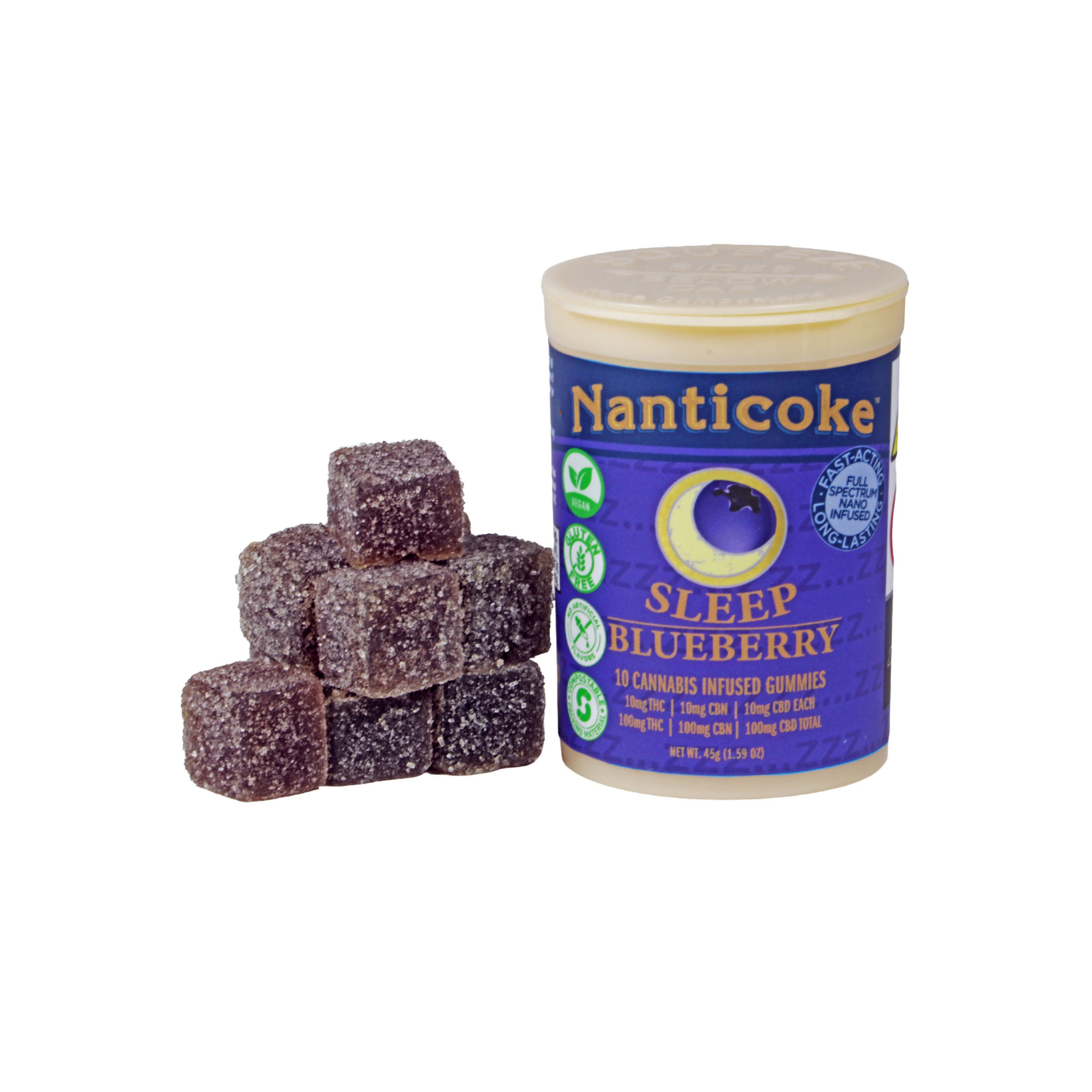 Nanticoke - Blueberry Sleep 1:1:1 THC:CBN:CBD Gummies 10pk - 100mg
