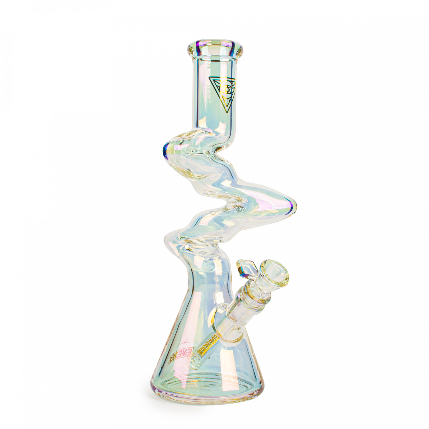 12" 3-Arm Zag Beaker Bong | Iridescent Rainbow
