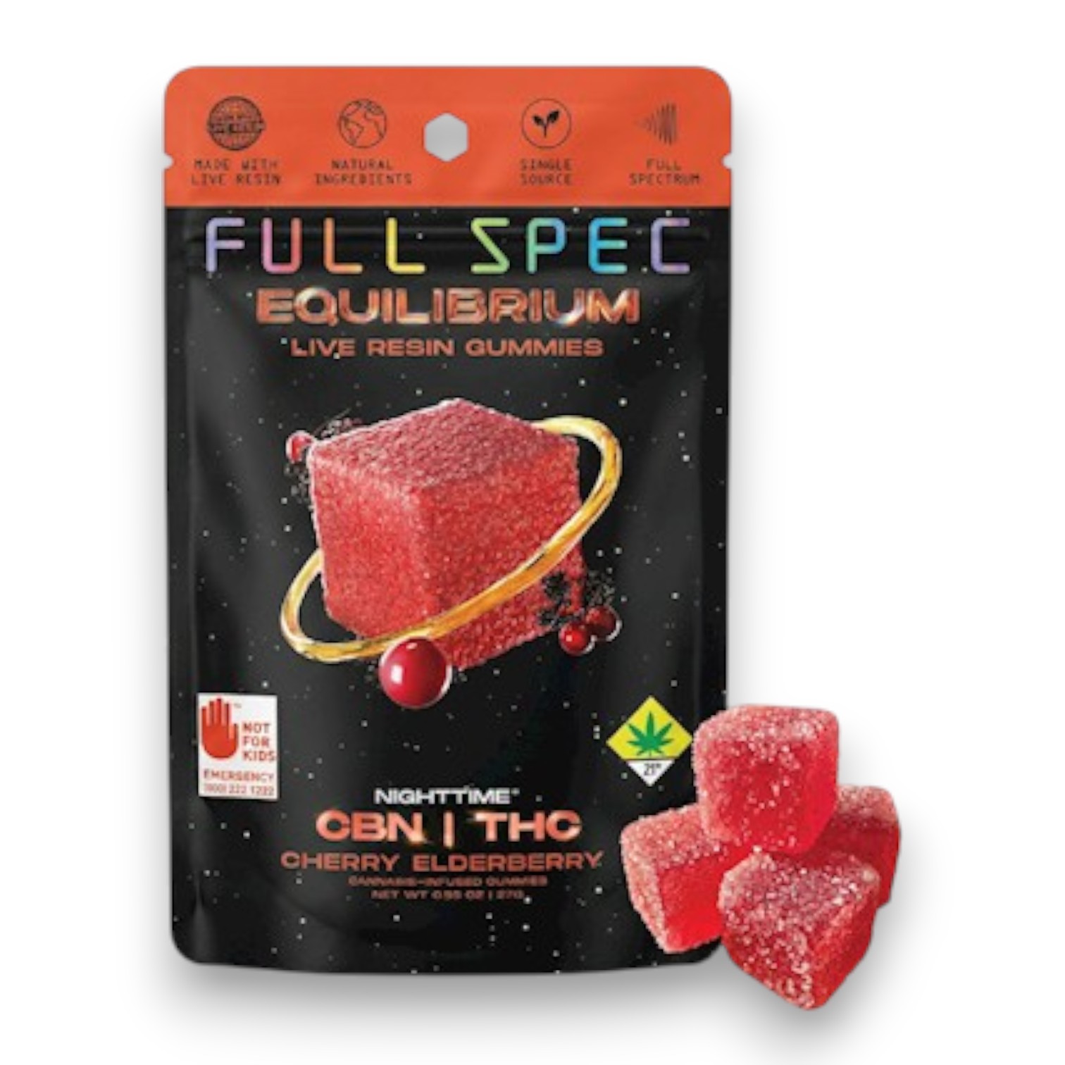 Full Spec Equilibrium Gummies 2:1 CBD:THC 300mg 0.95oz - Cherry Elderberry