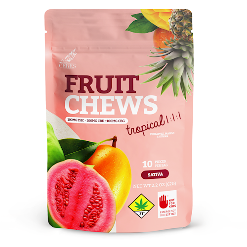 Tropical 1:1:1 CBD|CBG Sativa Fruit Chews 10-pack | 300mg