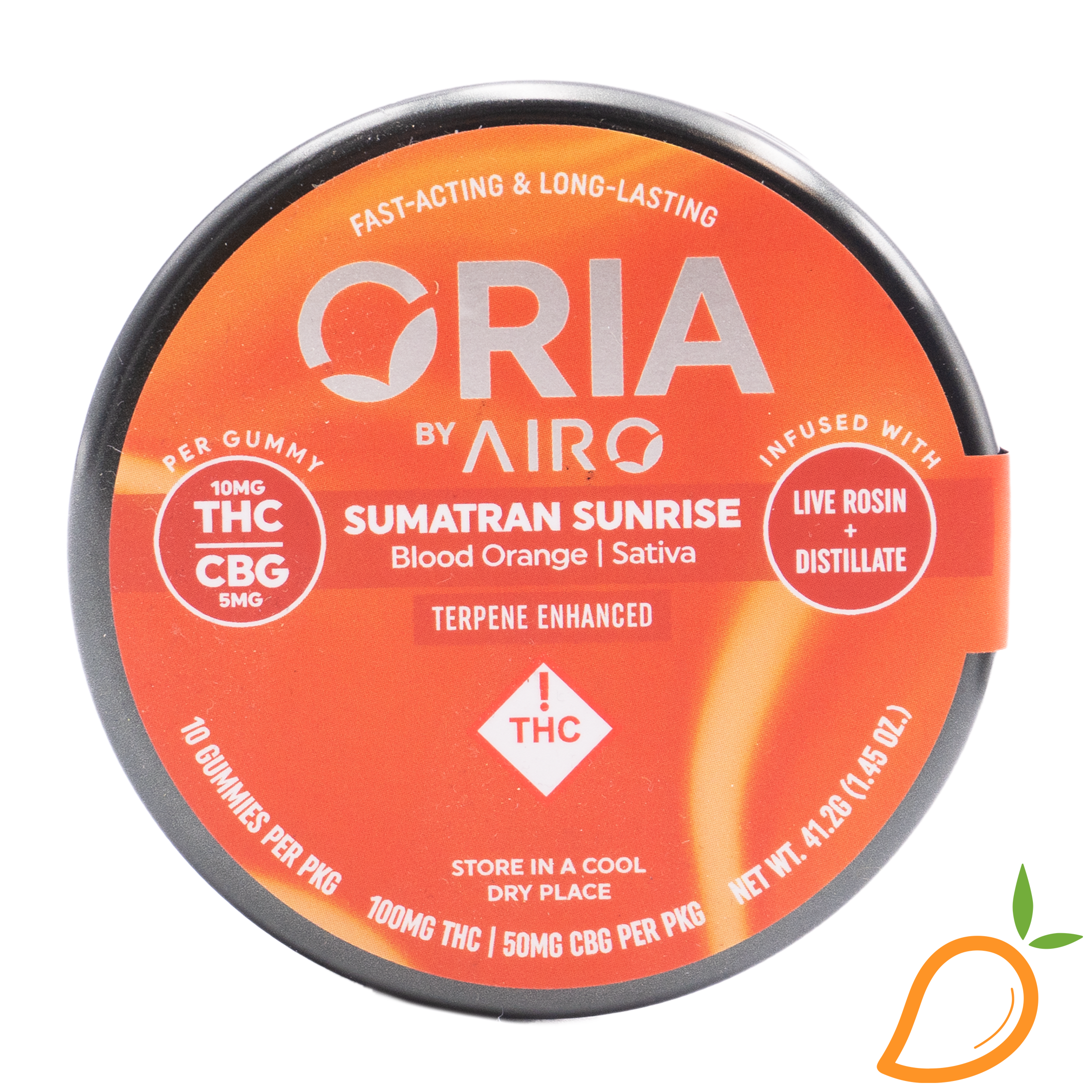100mg 2:1 THC:CBG Sumatran Sunrise Live Rosin Gummies