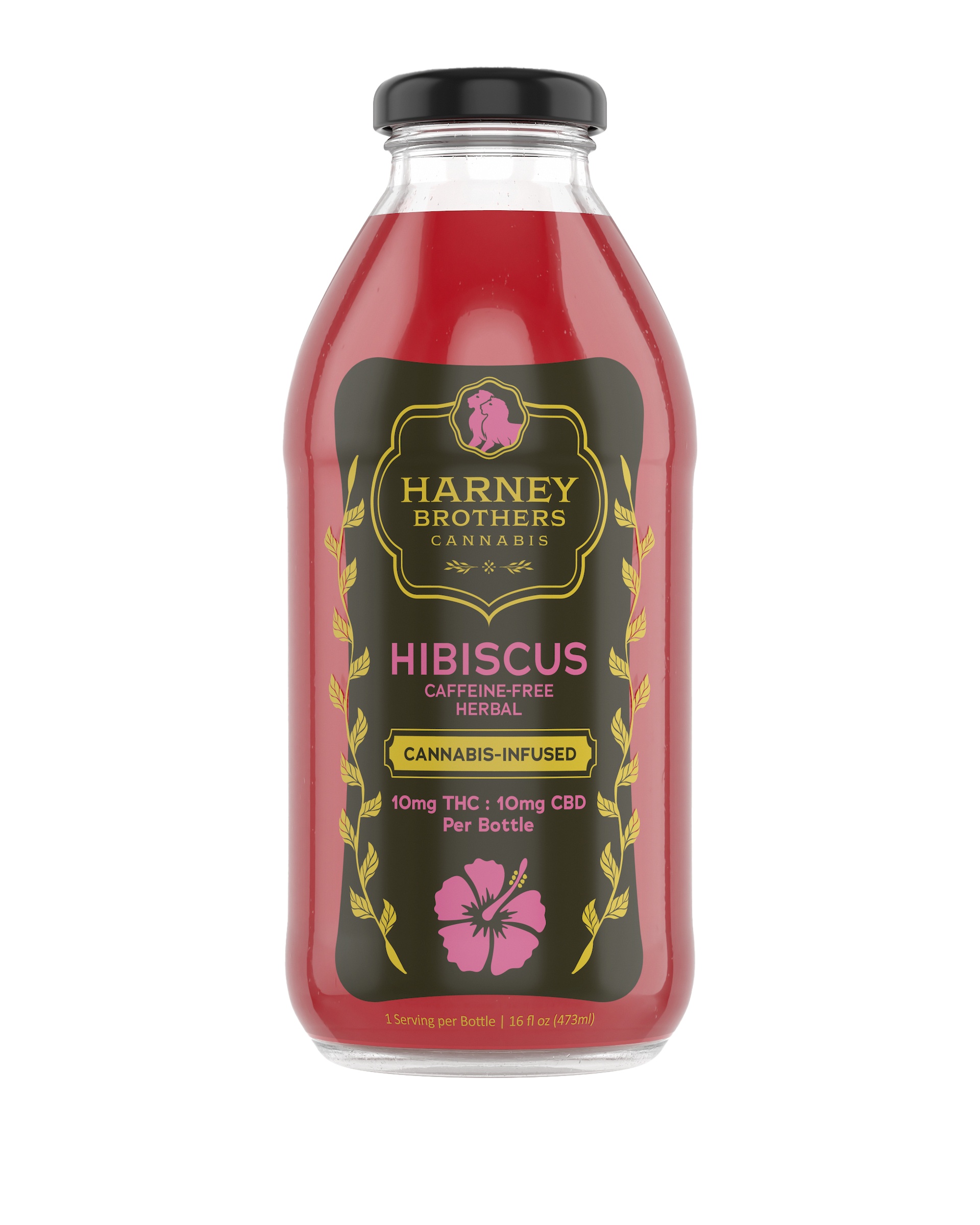 Beverage | 16oz | Hibiscus Herbal Tea | Caffeine Free | 10mg THC : 10mg CBD