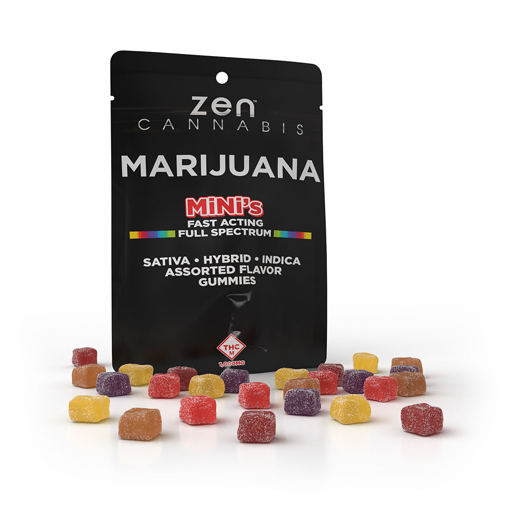 Assorted Flavor Sativa/Hybrid/Indica 1000mg Mini Gummies - Zen