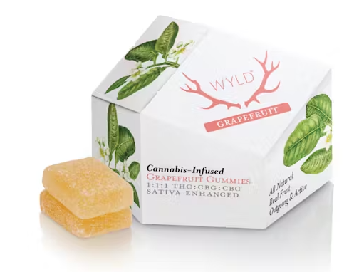 WYLD Grapefruit Gummies Sativa 1:1:1 THC:CBC:CBG 10Pk 100mg