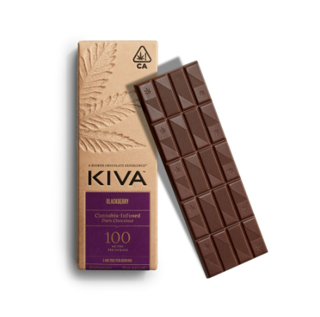 Kiva | Dark Chocolate Blackberry Bar | 20pk 100mg