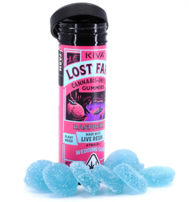 (74386) 100mg Raspberry Live Resin Lost Farms Gummies