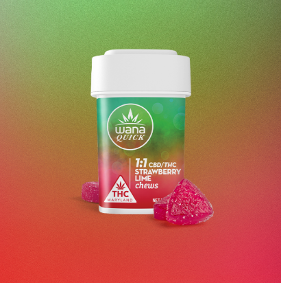Ⓥ WANA Quick Chews 100mg: Strawberry Lime 1:1 10pk
