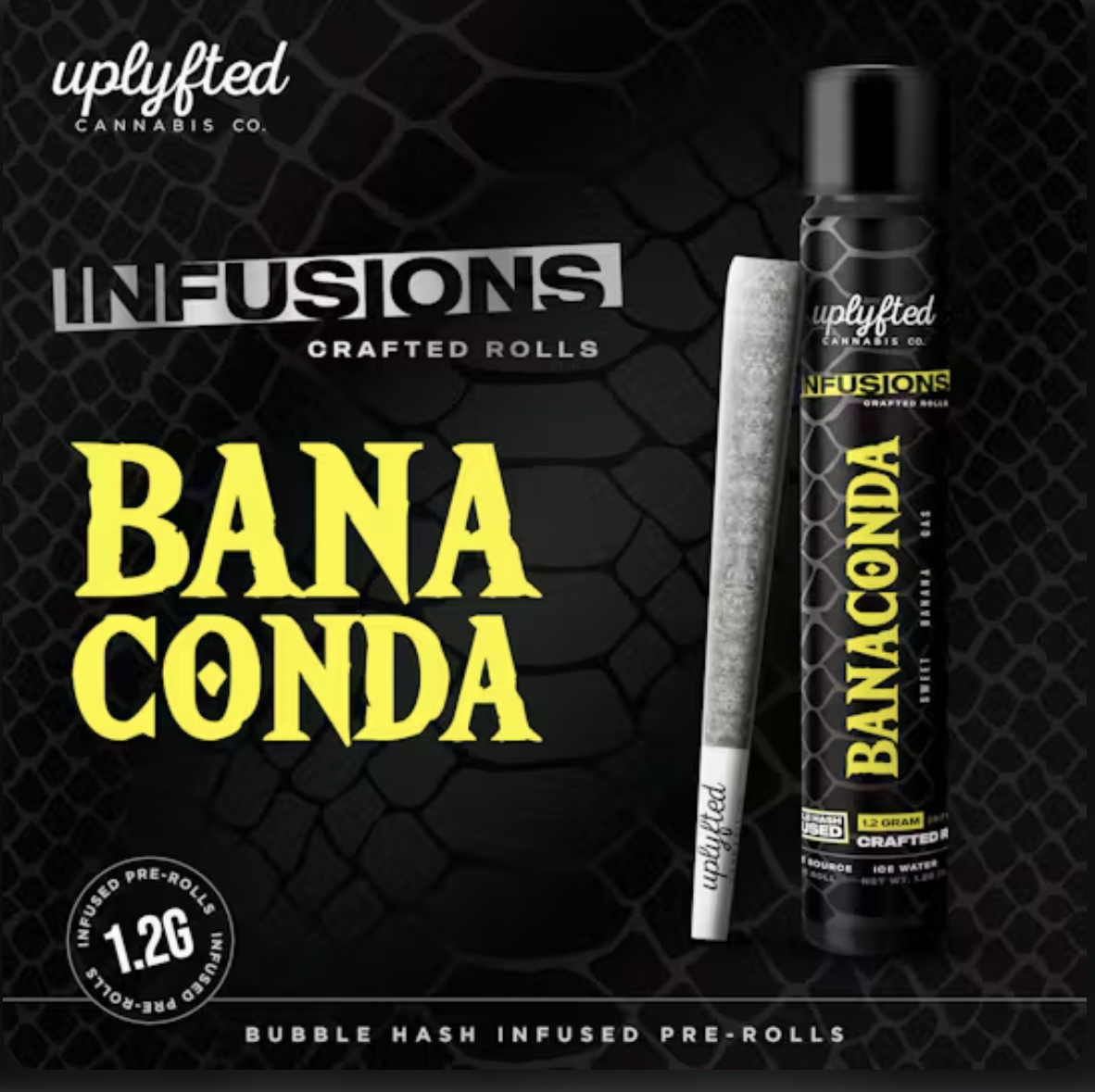 Uplyfted: Banaconda Bubble Hash 1.2G Infused Preroll