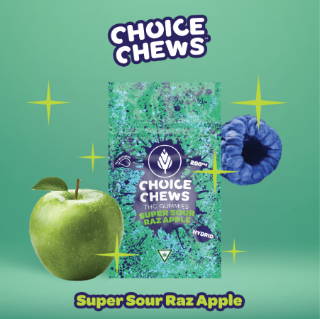 CHOICE | GUMMIES 200MG | SUPER SOUR RAZ APPLE