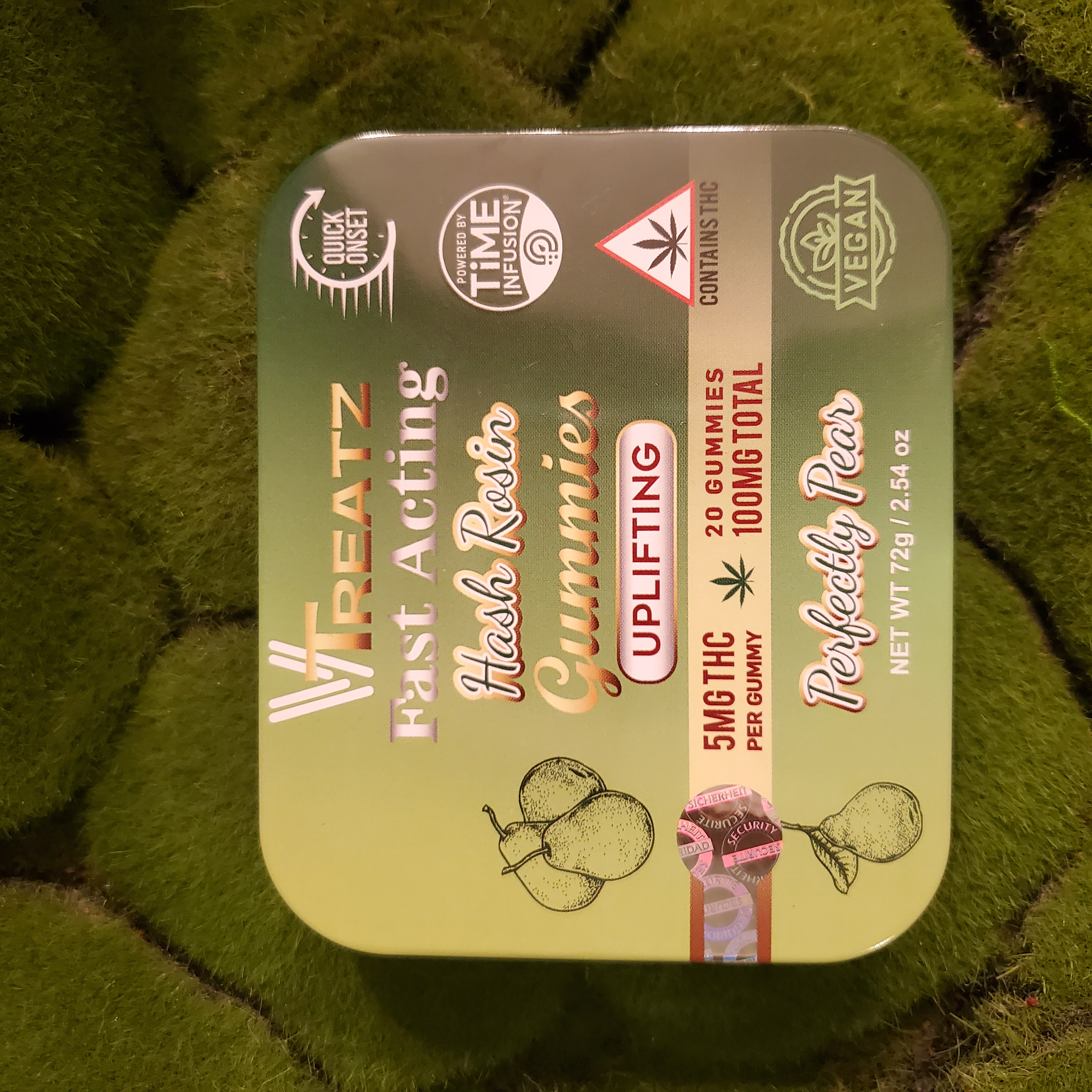 100mg Edible Pack | Perfectly Pear Hash Rosin Gummies | VTreatz