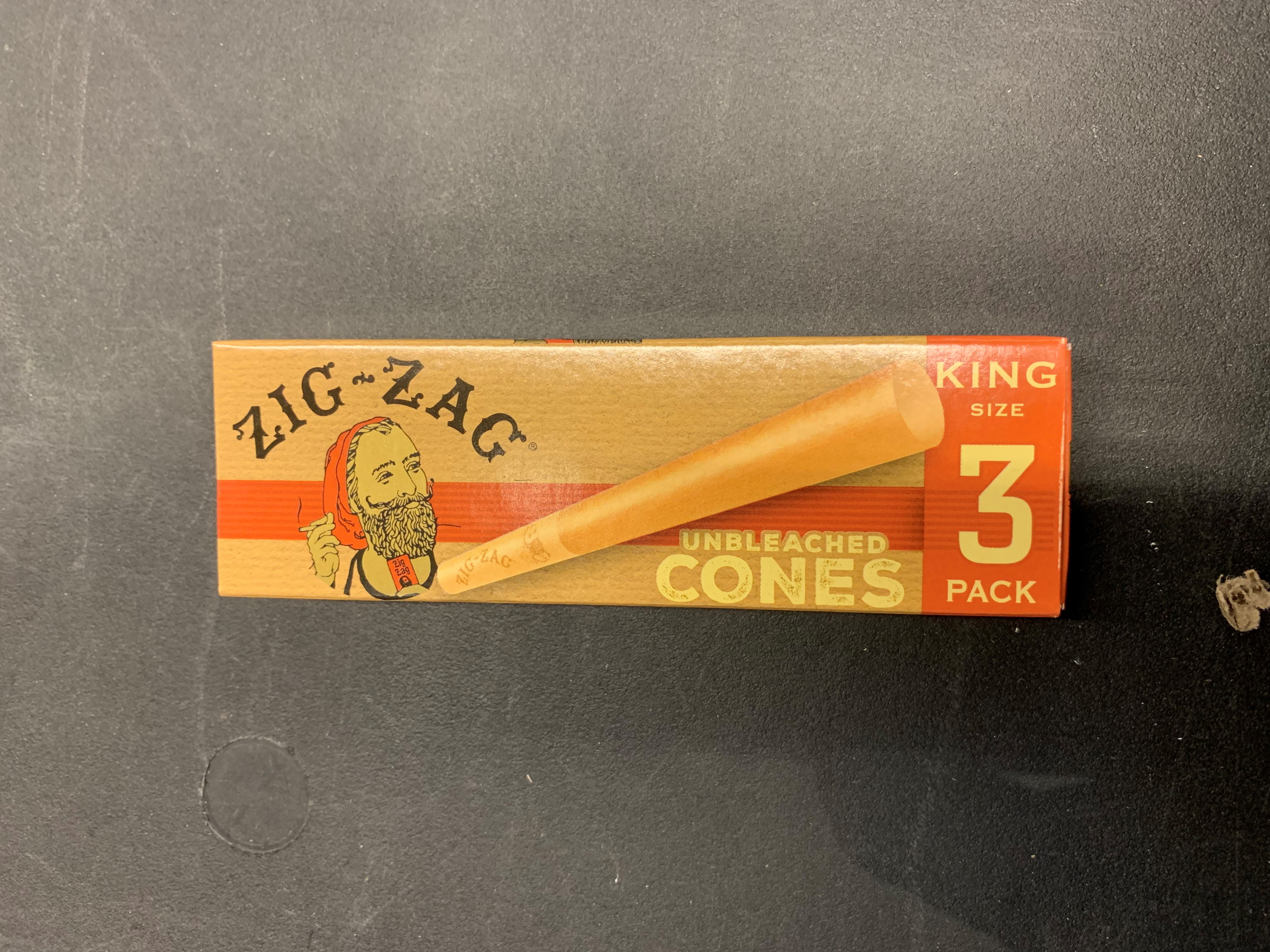 WYN - $2 Zig-Zag King 3Pk Unbleached Cones