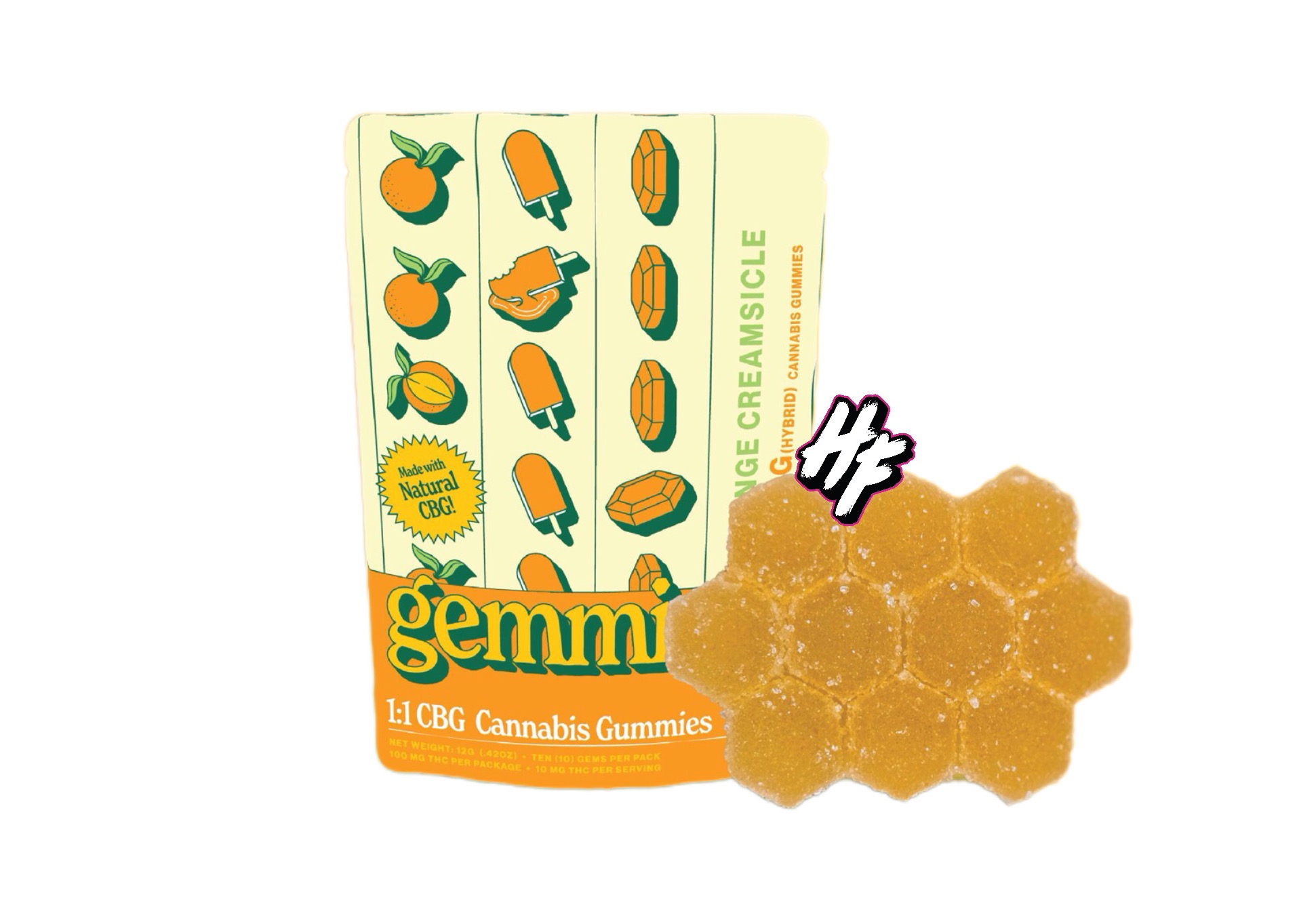 Higher Culture - Orange Creamsicle CBG | 10pk x 10mg |  Live Resin Gummies