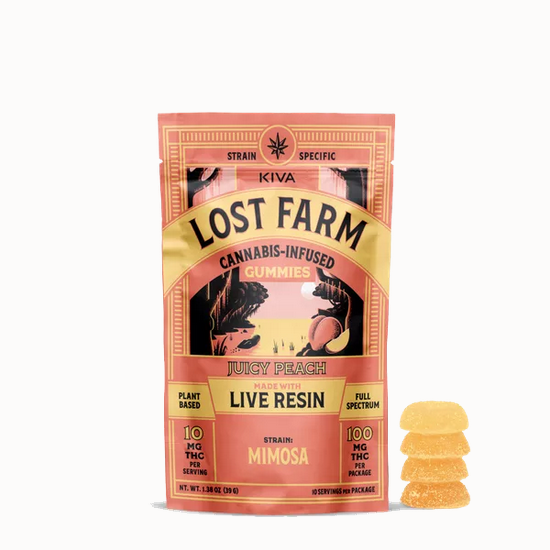 Lost Farm - Juicy Peach - Pineapple Express- Sativa - Live Resin - Gummies - 100mg (10pk)