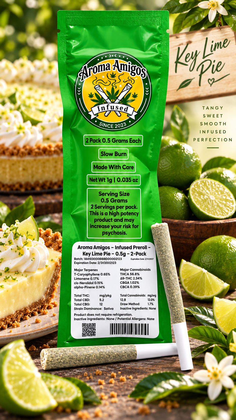 Key Lime | Aroma Amigos | Infused Pre-Rolls (1G - 2 Pack)
