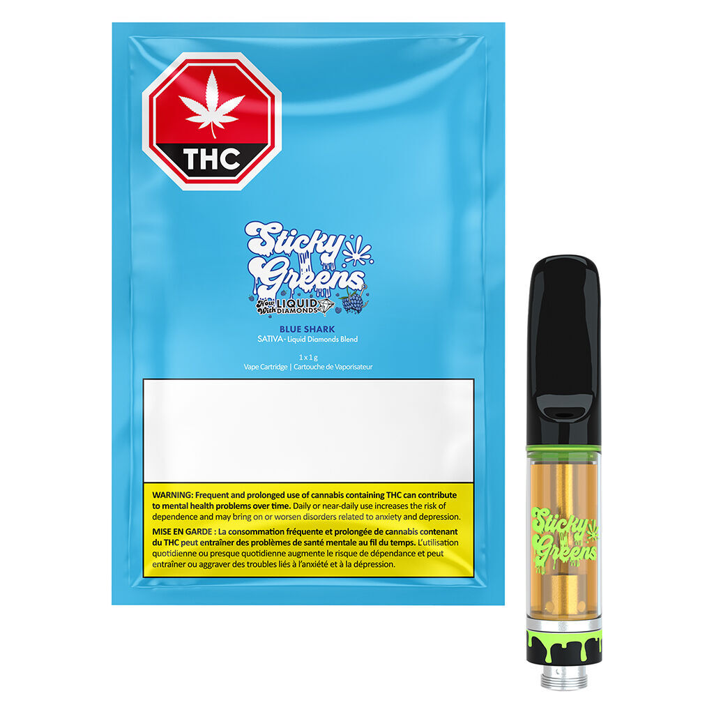 Sticky Greens - Blue Shark Liquid Diamonds 510 Thread Cartridge
