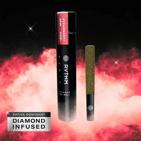 Strawberry Sour Diesel Infused Pre-roll - - Rythm Remix