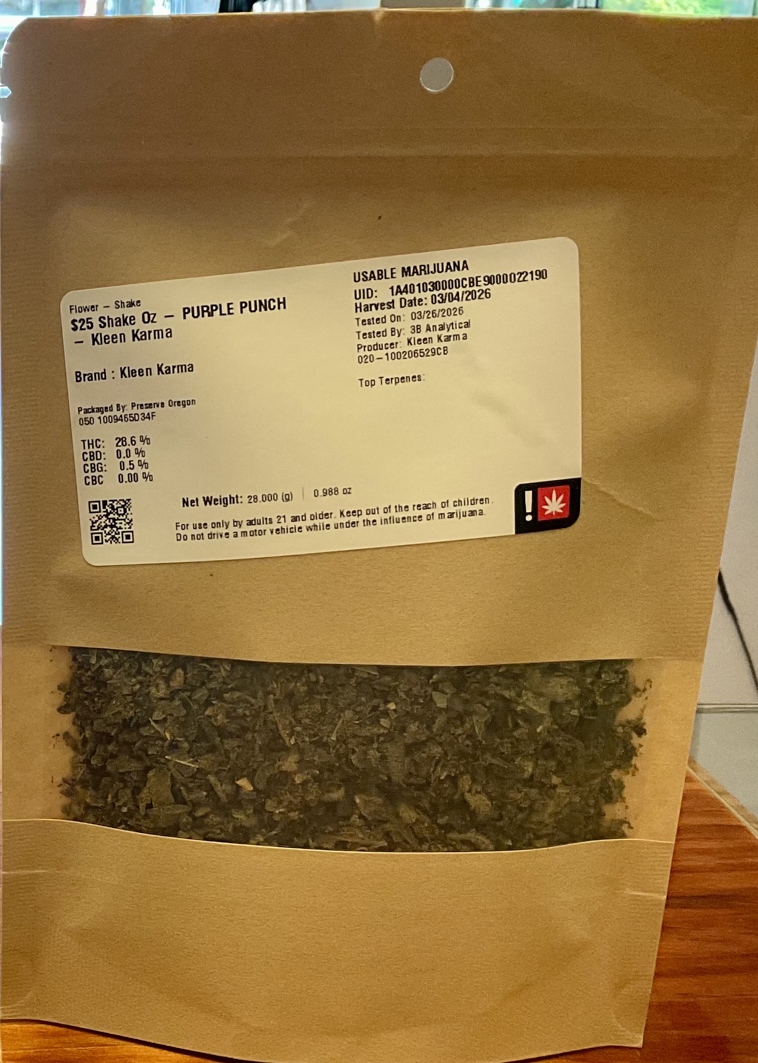 $25 Shake Oz - PURPLE PUNCH - Kleen Karma - 1oz in Salem