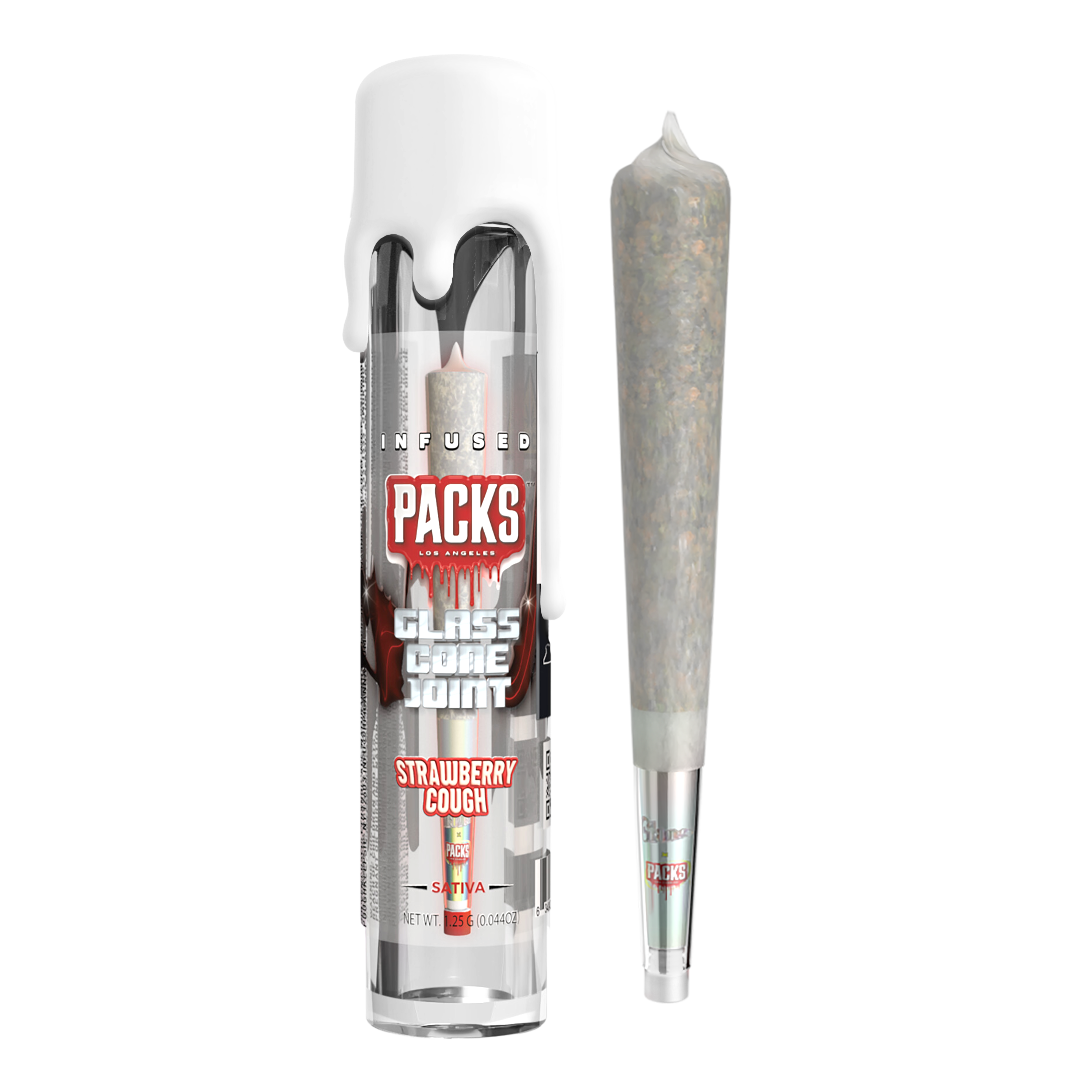 STRAWBERRY COUGH | Packs Glones - Infused Glass Cone Joint | 1.25G