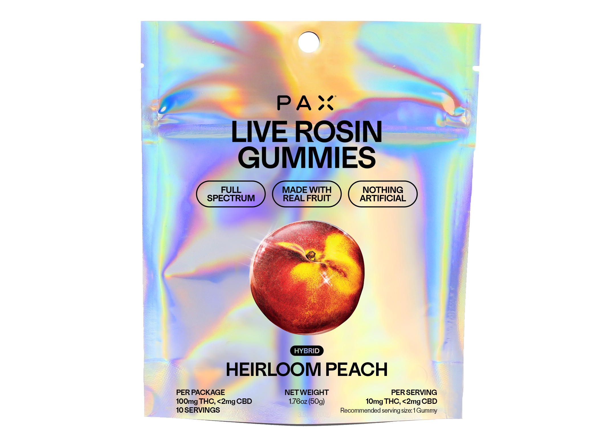 PAX  Heirloom Peach 10pk 10mg Live Rosin Gummies