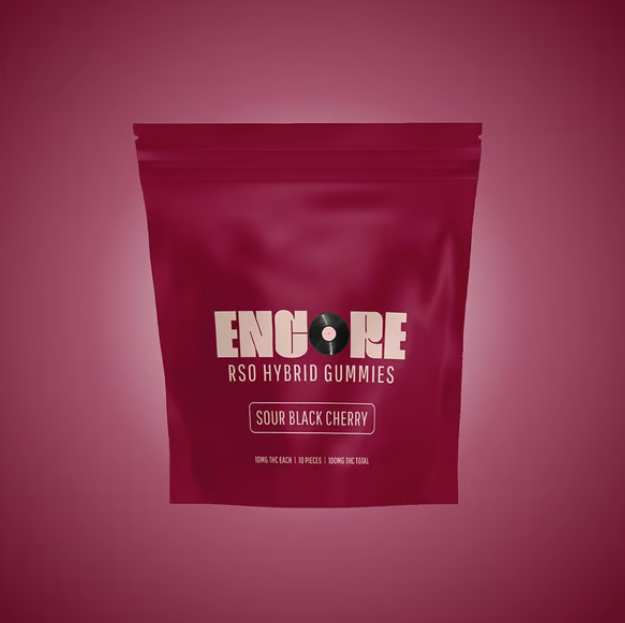 Ⓥ ENCORE RSO Gummies 100mg: Sour Black Cherry 10pk