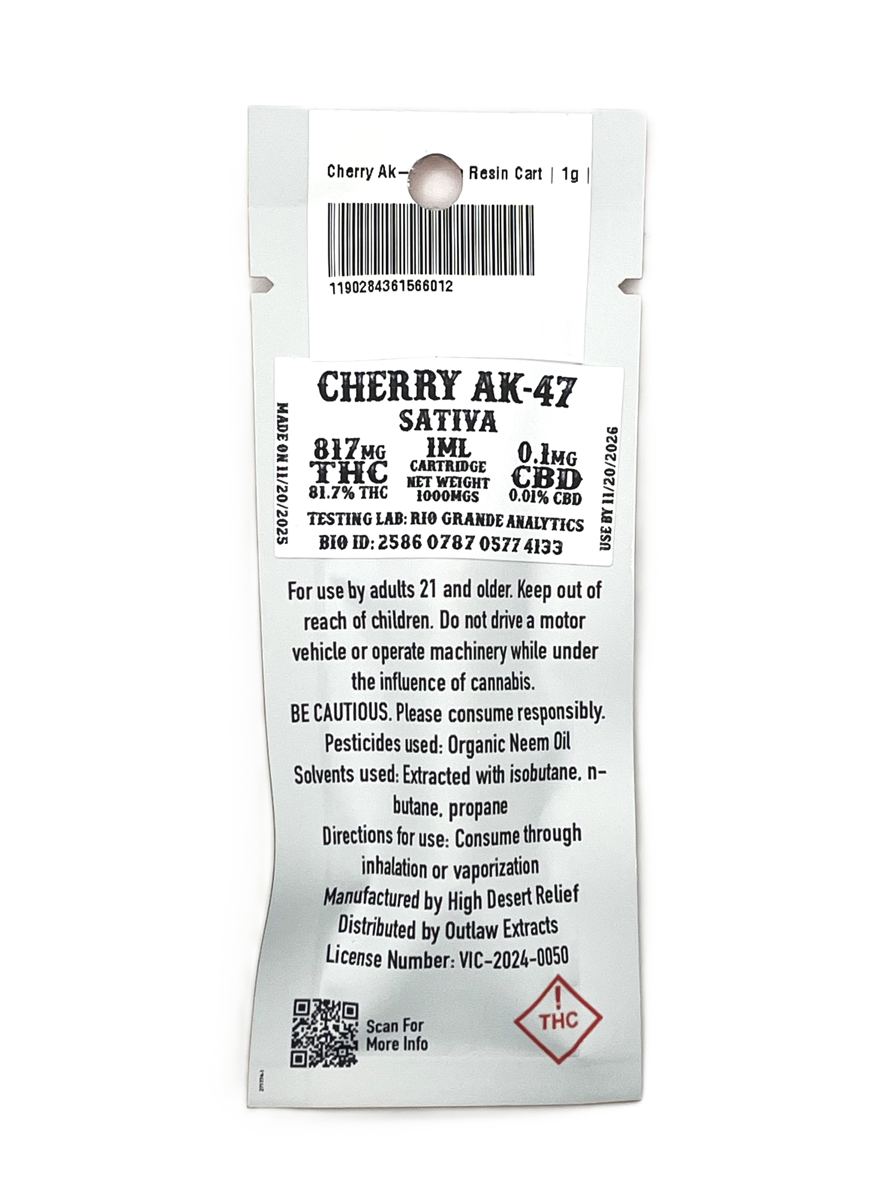 Cherry AK-47 Live Resin Cart | 1g | Outlaw