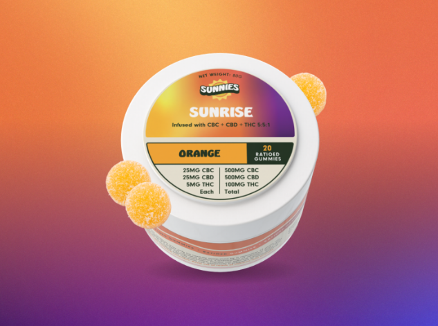 Ⓥ SUNNIES Gummies 100mg: Sunrise Orange THC:CBC 1:1 20pk