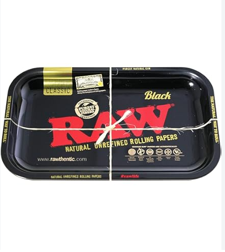 RAW - Black Cone Monster Metal Small Rolling Tray - 11"x7" product photo