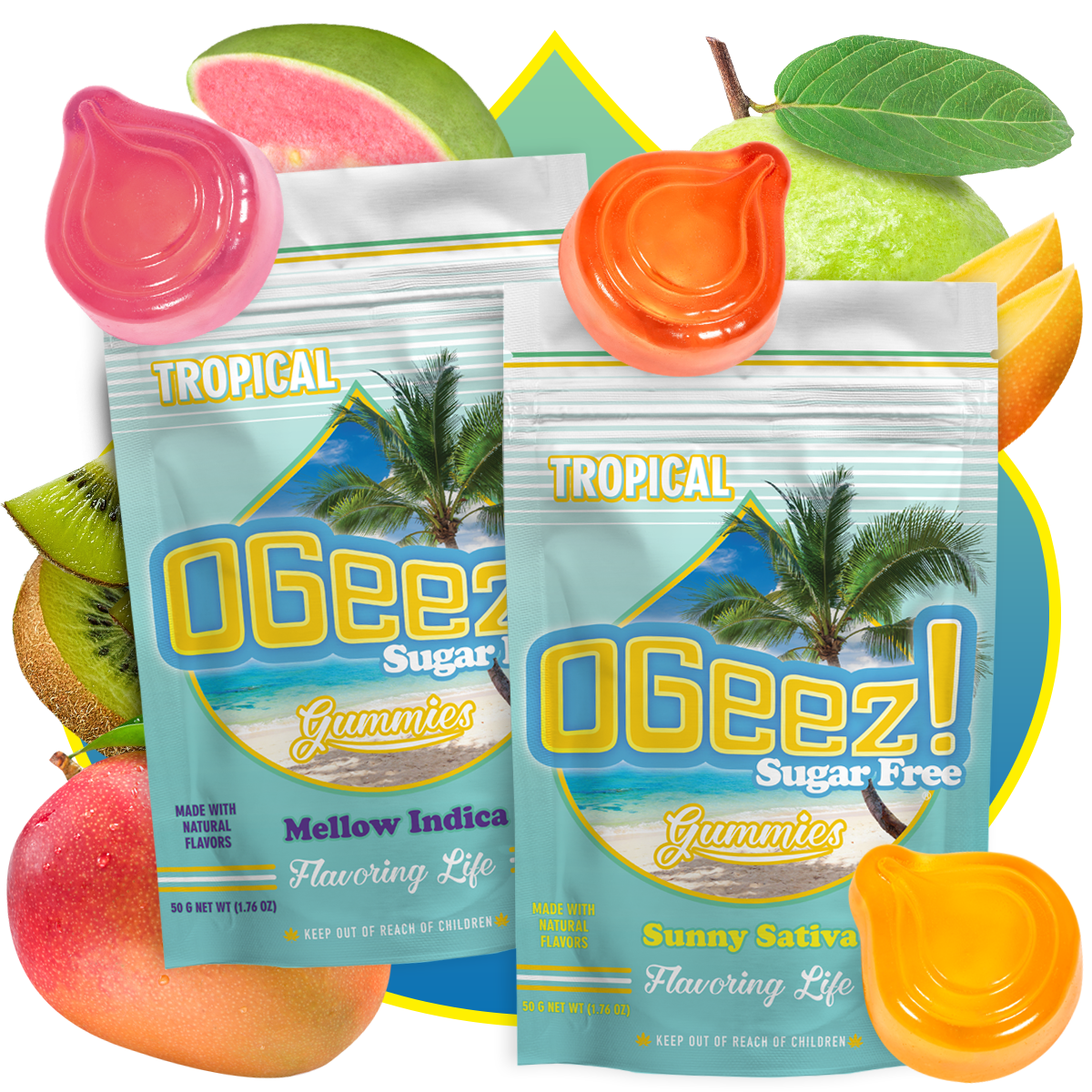 OGeez Tropical Mellow  Sugar Free Gummies 10mg 10pk