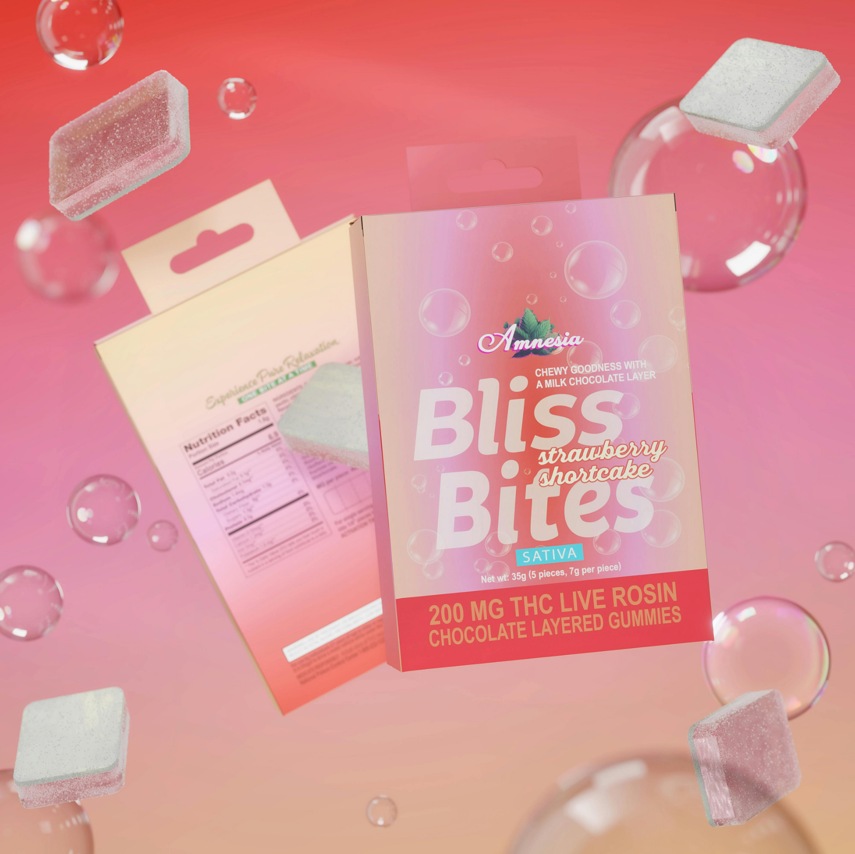 Strawberry Shortcake Sativa Hash Rosin Chocolate Layered Gummy 200mg | 4/$20