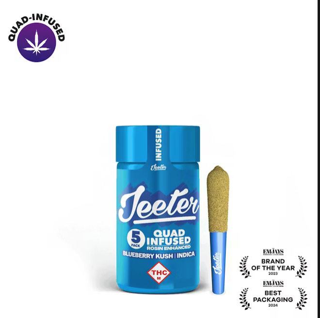 Baby Jeeter - Blueberry Kush 5pk Quad-Infused Prerolls