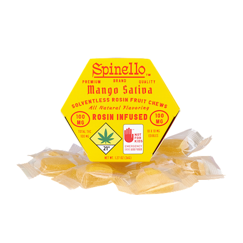Mango - Sativa - Solventless Rosin Fruit Chews - 100mg
